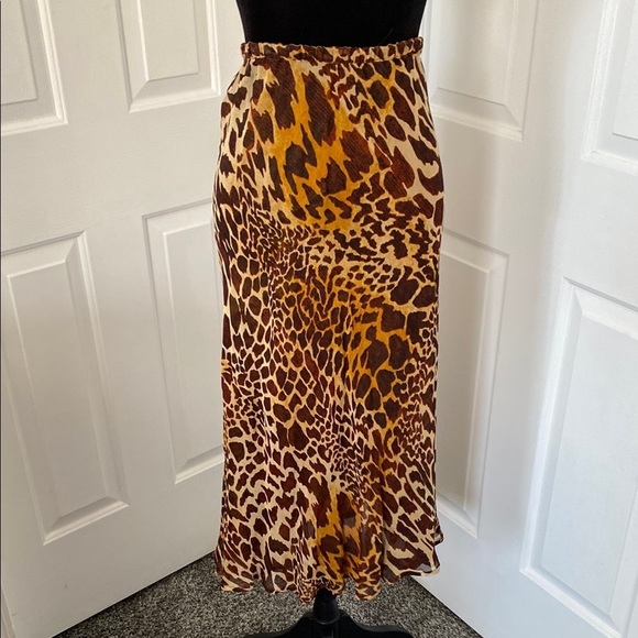 Animal print Y2k Reversible Ruffled A-line Midi Skirt. - Picture 1 of 10